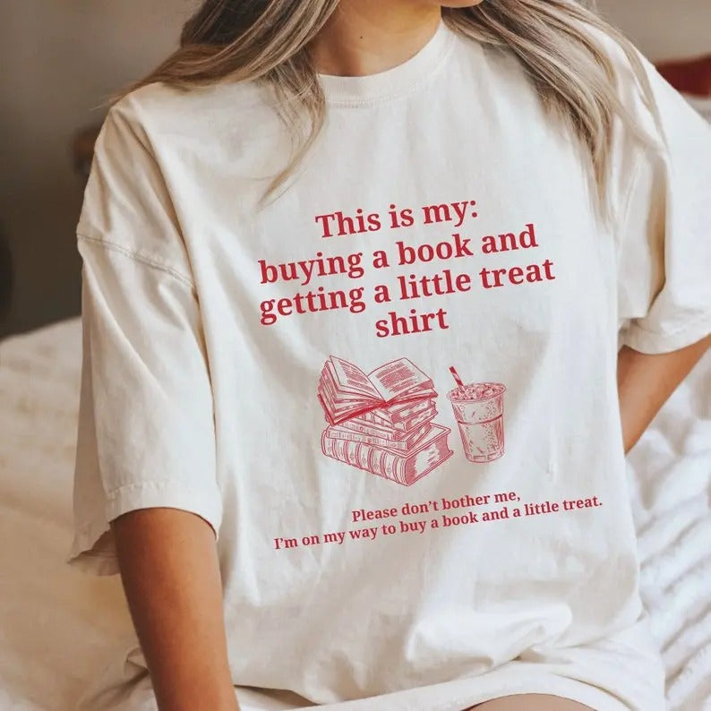 Buying a book and getting a little treat T-shirt. Bookish shirt. Retro book shirt. Book lover shirt. Funny book shirt....