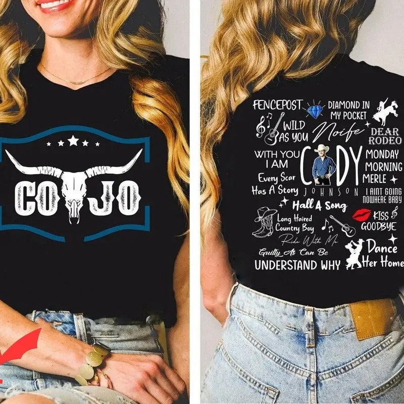 C0dy J0hnson 2 Sides Country Music Shirt Concert Fans Short Sleeve Shirt Casual T-Shirts, Hoodie, Sweatshirt