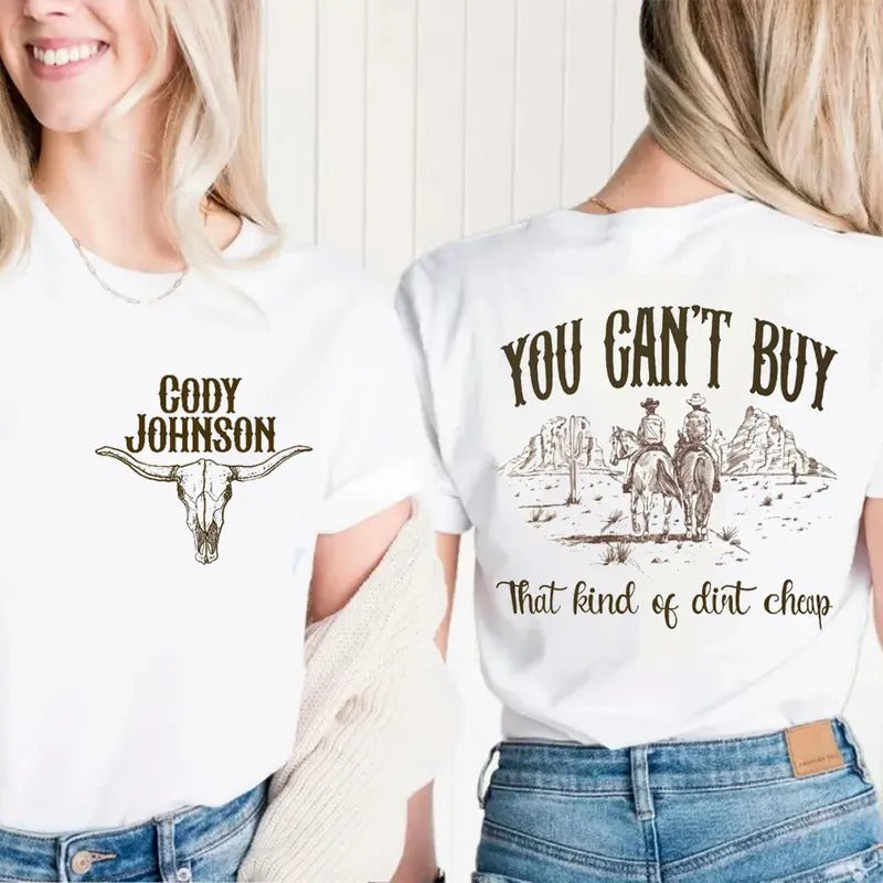 C0dy J0hnson Bullhead 2 Sides T Shirt, Country Music Top, Concert Outfit Merch, Unisex Short Sleeve Tee Shirt, Casual...