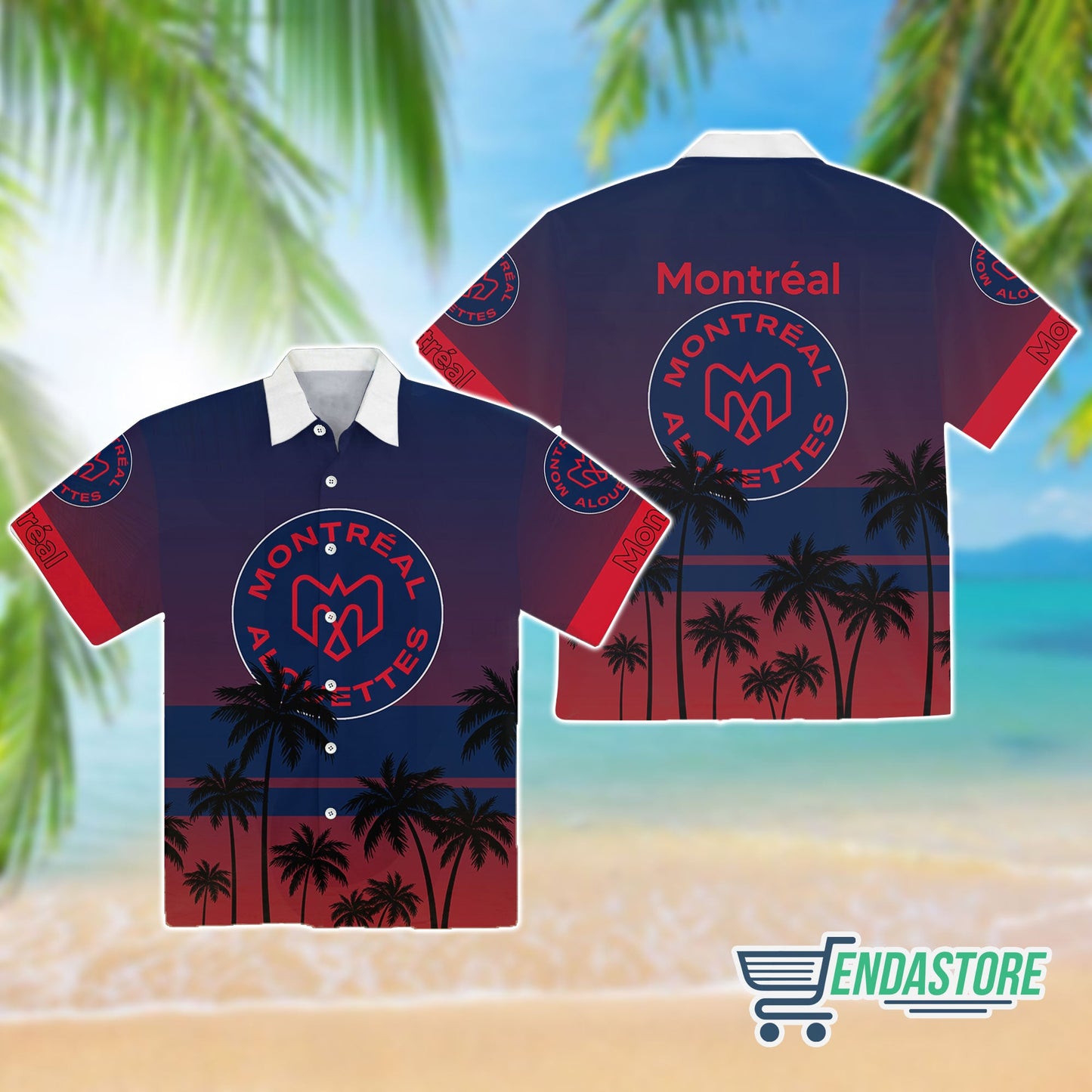 CFL Montrea Alouette Tropical Tree Hawaiian Shirt