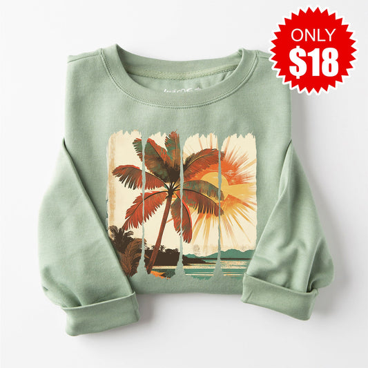 Summer Brushstroke Sweatshirt - Heather Sage - 18