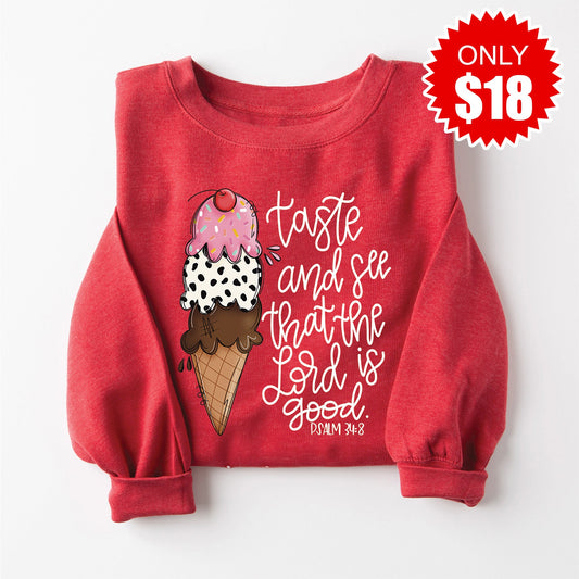 Taste and See Sweatshirt - Heather Scarlet - 18 Style001