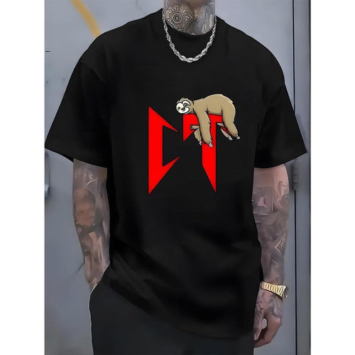 "CT" letters, patterns, printed men's T-shirts, men's novel pattern design T-shirts, summer casual and comfortable...