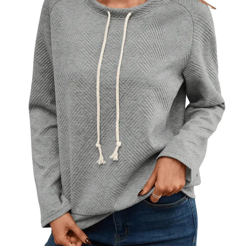 Cable Knit Drawstring Sweatshirts Long Sleeve Mock Neck Pullover Tops Fall Tops T-Shirts, Hoodie | HypeCrazeTee.com