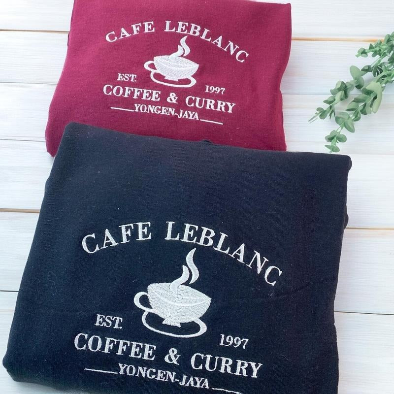 Cafe Leblanc Crewneck Sweatshirt, Coffee & Curry Embroidery Sweatshirt, Megami Tensei Shirt, Personalized Gift For...