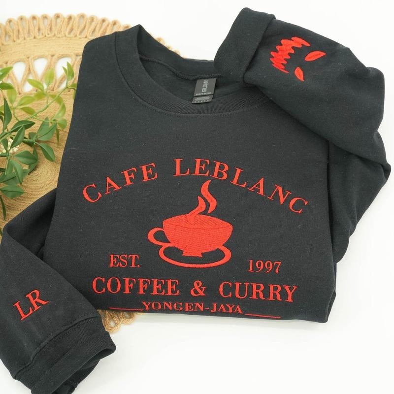 Cafe Leblanc Sweatshirt, Coffee & Curry Embroidery Sweatshirt, Megami Tensei Shirt, Personalized Gift For Friend, Coffee...