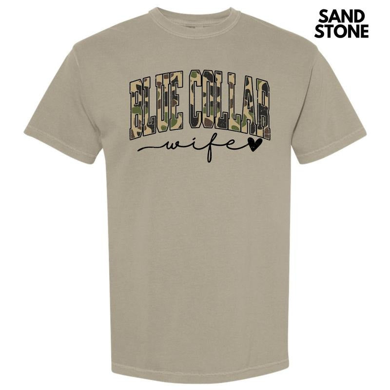 Camo Blue Collar Wife Comfort Colors T-Shirt 'NLB' Hoodie, Sweatshirt | HypeCrazeTee.com