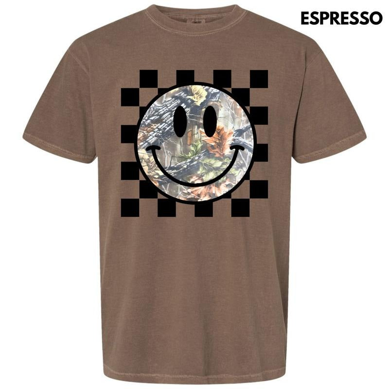Camo Checker Happy Face Comfort Colors T-Shirt 'NLB' Hoodie, Sweatshirt | HypeCrazeTee.com