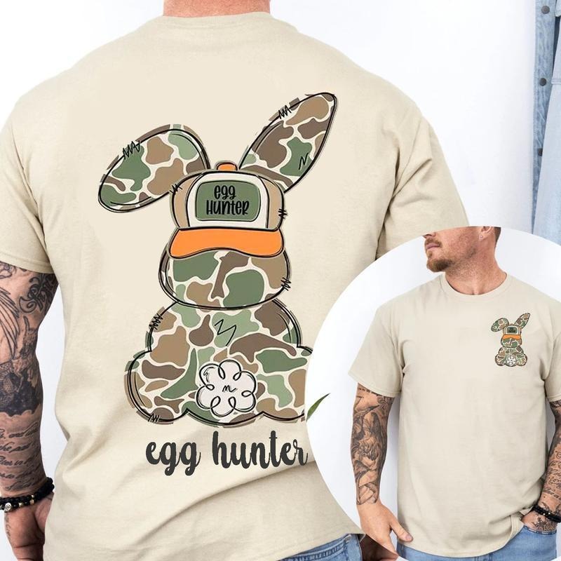 Camo Egg Hunter Easter T-Shirt, Military Bunny Easter Hunting Tee, Funny Spring Shirt Religious Graphic Tee, Gift for Men...