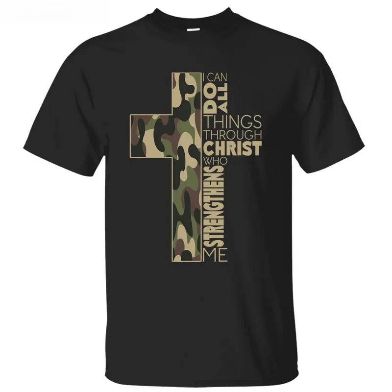 Camo I Can Do All Things Through Christ Bible Verse 2 Sides Unisex T-shirt Top Hoodie, Sweatshirt | HypeCrazeTee.com