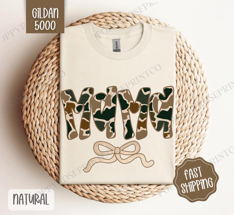 Camo Mama Shirt Gildan, Women's Tee, Cute Camo Women's Tshirt Plus Sizes Hoodie, Sweatshirt | HypeCrazeTee.com