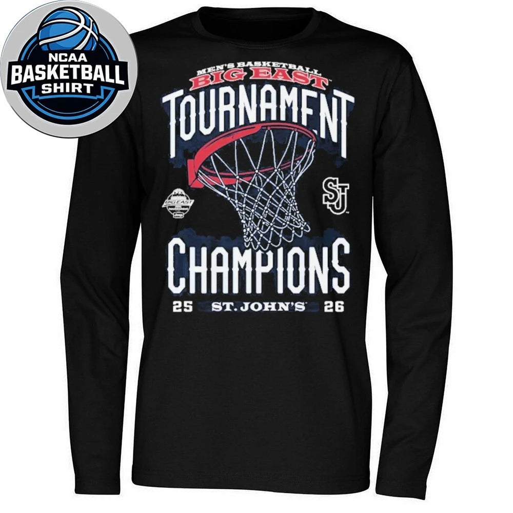 Campus Ink Adult 2026 Men’s Basketball Big East Conference Champs St. John’s Red Storm Locker Room Logo T-Shirt