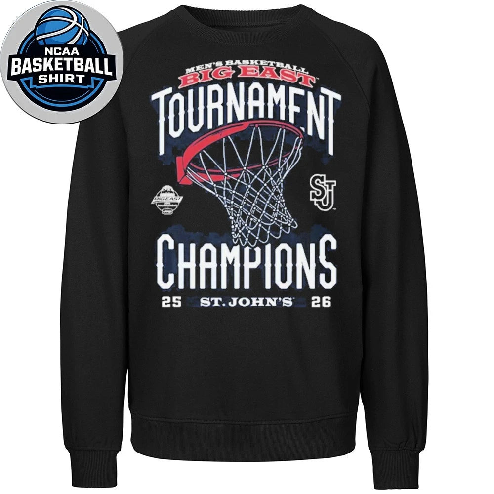Campus Ink Adult 2026 Men’s Basketball Big East Conference Champs St. John’s Red Storm Locker Room Logo T-Shirt