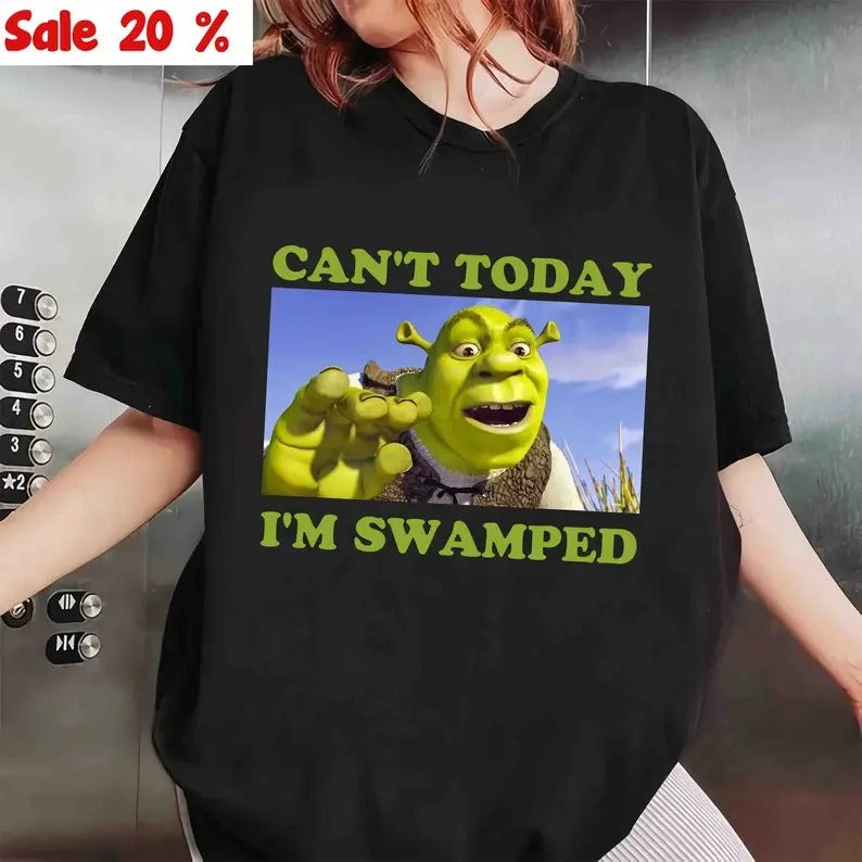 Can't Today I'm Swamped funny T-Shirt, Shrek Funny Trending T-Shirt, Fiona and Shrek T-Shirt, Funny Shrek Trending Tee,...