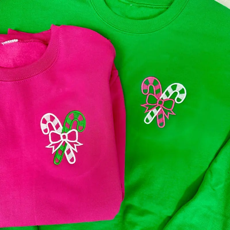 Candy Cane Embroidered Sweatshirt T-Shirts, Hoodie | HypeCrazeTee.com