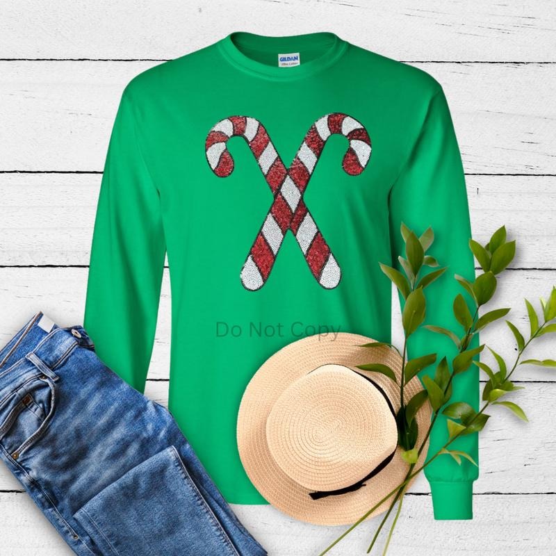 Candy Cane Sequin Patch ONLY - This is NOT a T Shirt Hoodie, Sweatshirt | HypeCrazeTee.com