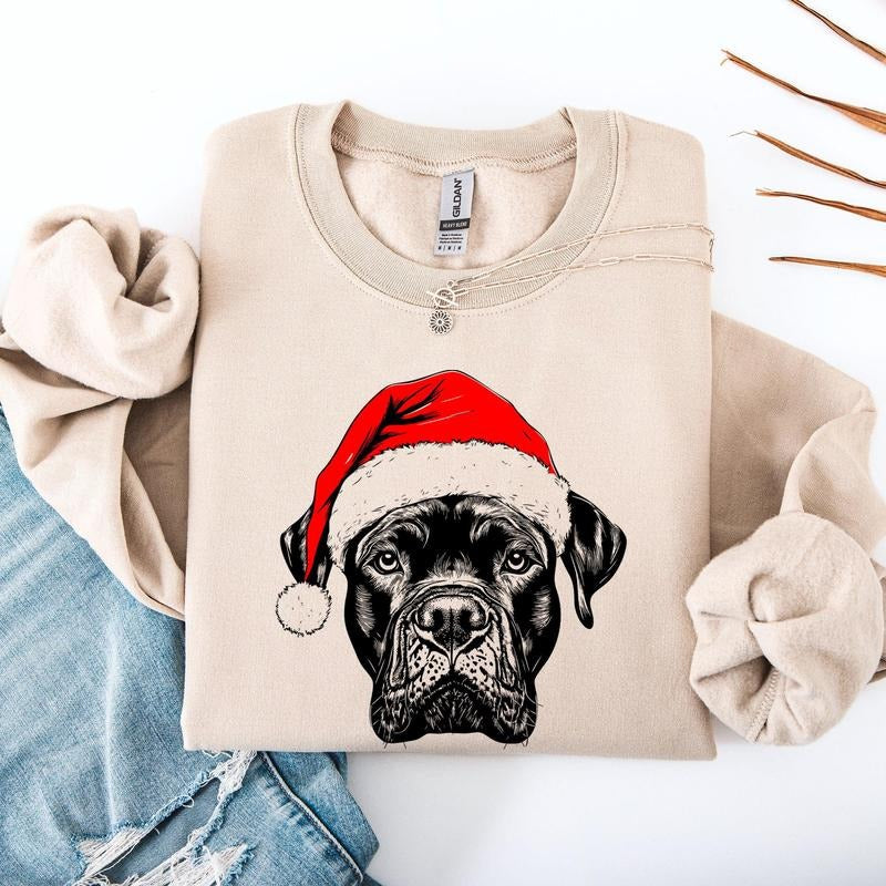 Cane Corso, Santa, Dog, Christmas, Dog Lover, Pet Sweatshirt, Crew Neck, Women's, Crewneck T-Shirts, Hoodie