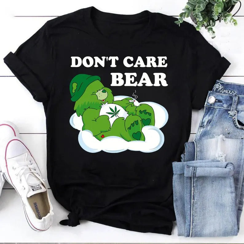 Cannabis Don't Care Bear Vintage T-Shirt, Cannabis Lover T-Shirt, Marijuanna T-Shirt, Weed Shirt, Smoking T-Shirt, Bear...