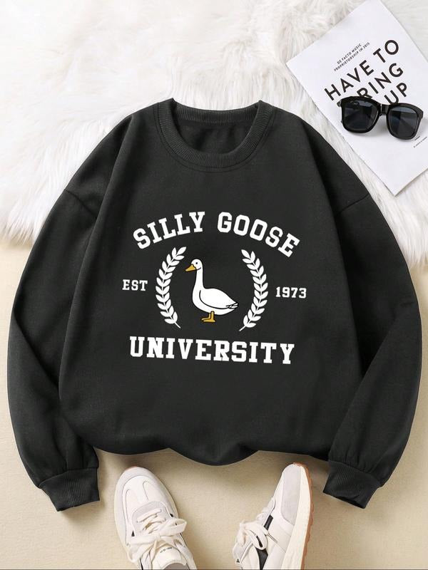 Cartoon & Animal Pattern Sweatshirt, Warm Long Sleeve Casual Top, Loose-Fit Fall Winter Wear, Perfect for Daily T-Shirts,...