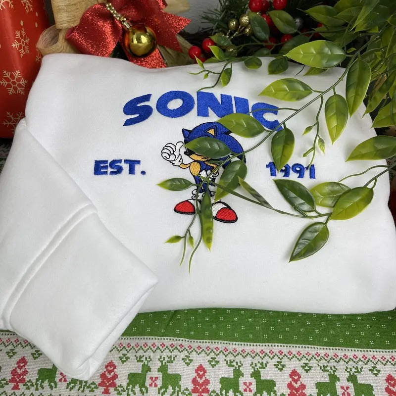 Cartoon Characters Embroidered Sweatshirt, Cartoon Main Character and Friends Christmas Embroidered Shirt Hoodie