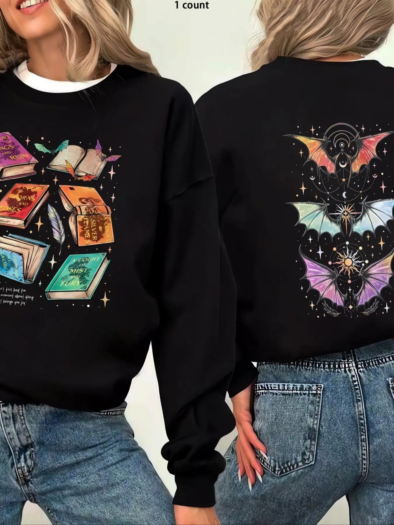 Cartoon Print Round Neck Sweatshirt, Casual Long Sleeve Crew Neck Pullover for Daily Wear, Women's Spring Clothes...