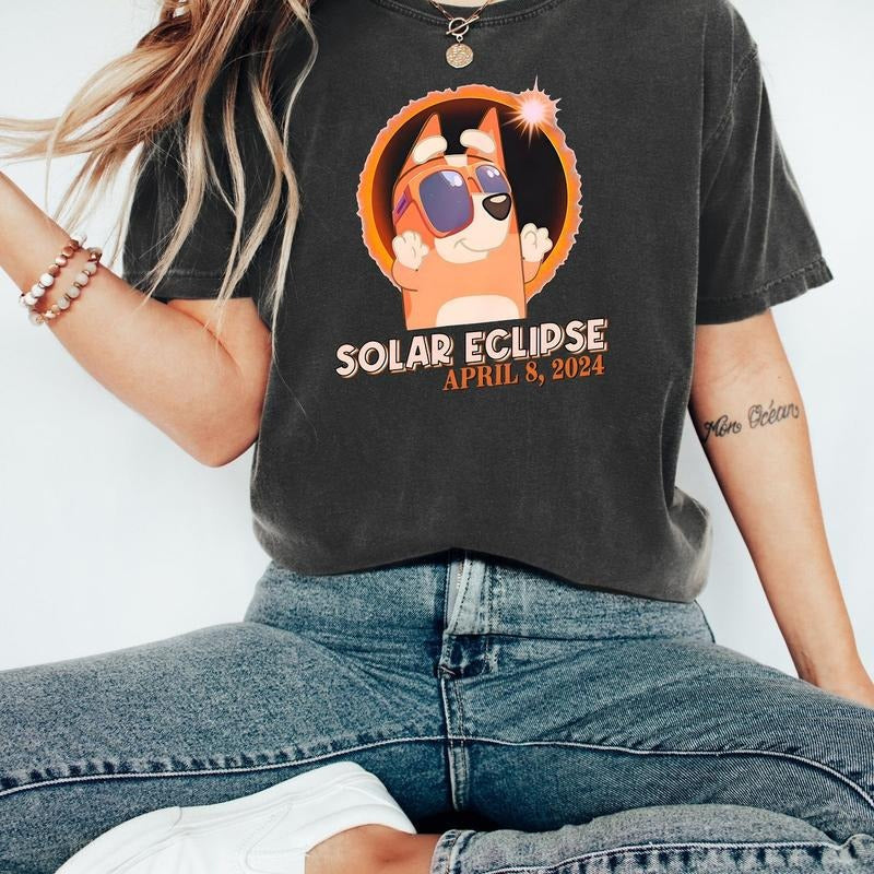 Cartoon Solar Eclipse Shirt, Blue Dog Bingo Eclipse, Total Solar Eclipse 2024 Shirt, Funny Eclipse Shirt, Path of...