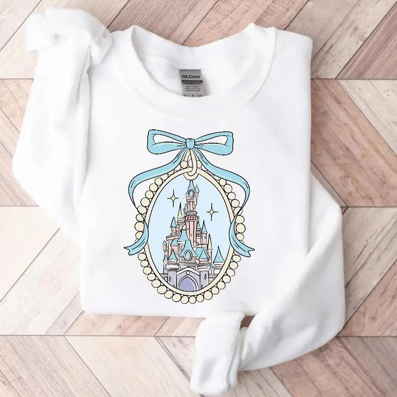 Castle Bow Coquette Tshirt Sweatshirt, Princess Castle Sketch, Magic Kingdom Shirt, Bow Castle Shirt Hoodie