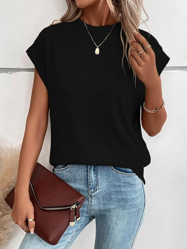 Casual Bat Wing Cap Sleeve T Shirt Crew Neck Work Top Hoodie, Sweatshirt | HypeCrazeTee.com