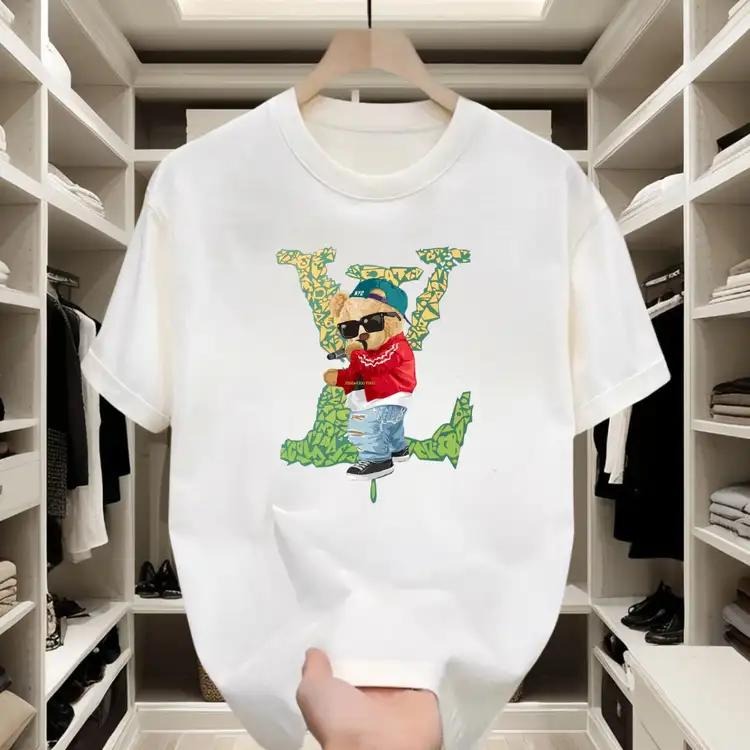 Casual Chic Cotton T - shirt |   Stylish Bear Print for Daily Outings Hoodie, Sweatshirt | HypeCrazeTee.com