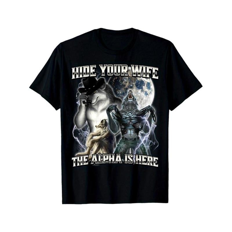 Casual T-shirt Comfortable breathable outdoor men's clothing quality materials, hide your wife, Alpha comes T-shirt,...