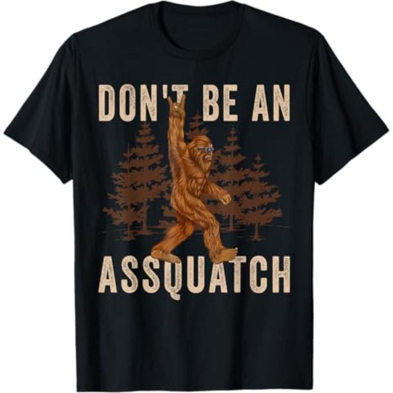 Casual T-shirt Don't Be An Assquatch Outdoor Sasquatch Funny Bigfoot T-Shirt - Women's Unisex V-Neck Short Sleeve - Black
