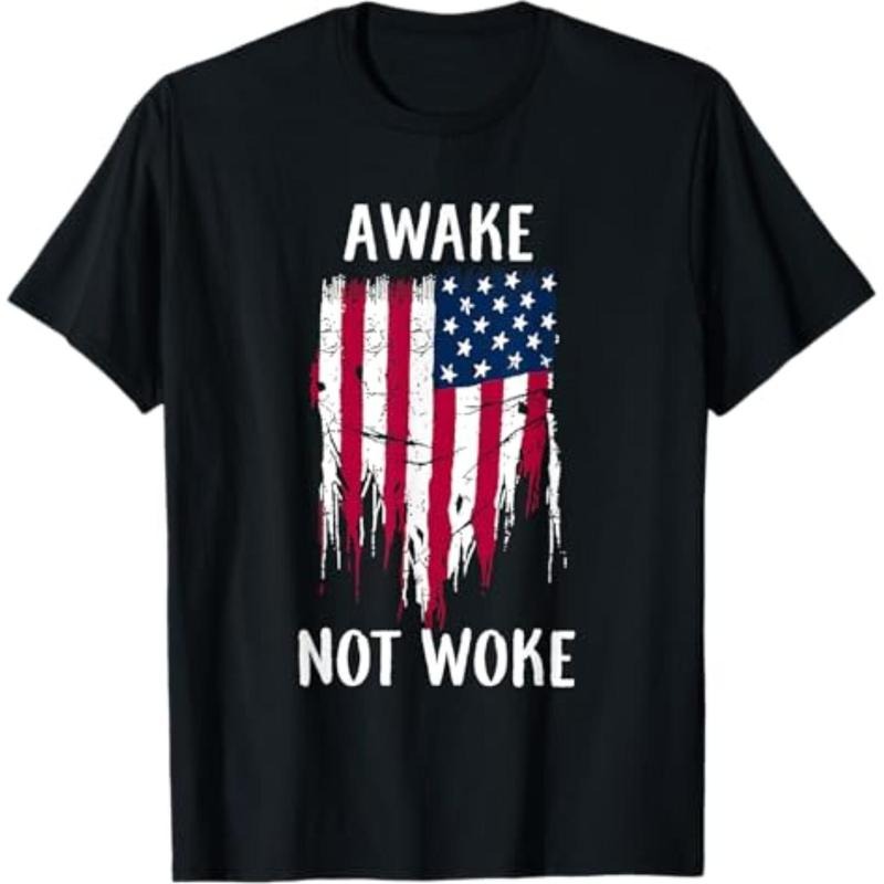 Casual T-shirt Free Speech Cancel Culture Apparel Awake Not Woke Anti Censorship Cancel Culture T-Shirt Menswear Top...