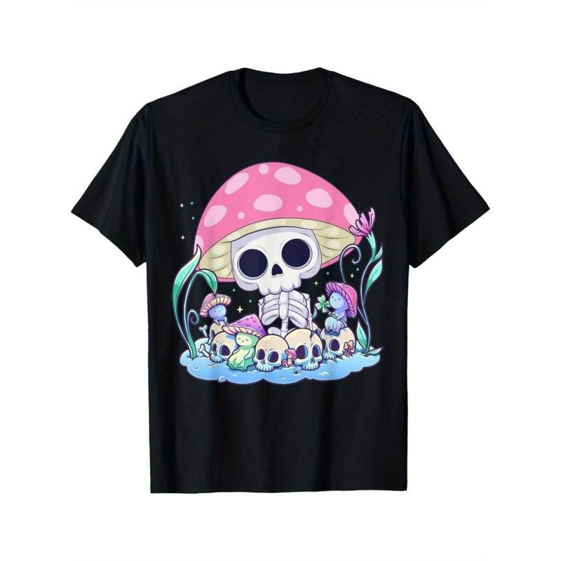 Casual T-shirt Skull Mushroom Shirt Pastel Goth Country Halloween Men's T-Shirt Menswear Top Graphic Graphic Tees Funny...