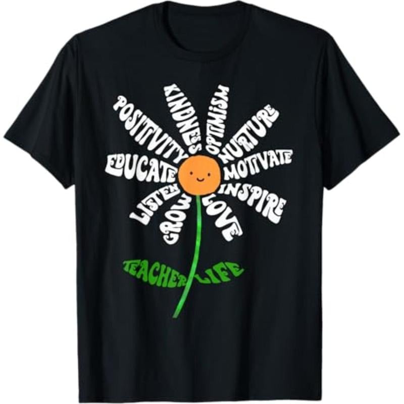 Casual T-shirt Teach Love Inspire Teachers Inspirational Flower Teachers T-Shirt Graphic Graphic Tees Hoodie, Sweatshirt