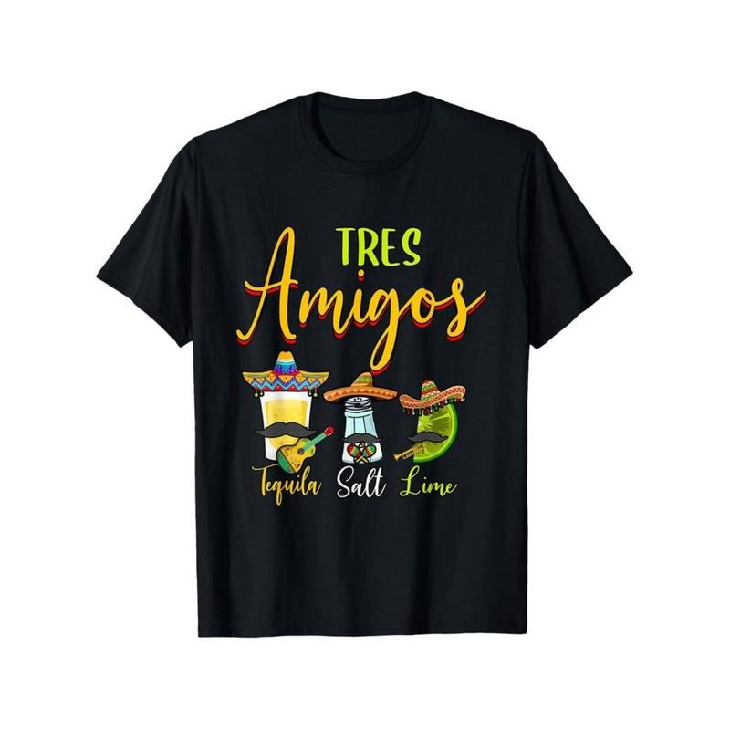 Casual T-shirt Tres Amigos Tequila Salt Lime Graphic Tee - Breathable & Quick-Dry Cotton Comfy Menswear Hoodie, Sweatshirt