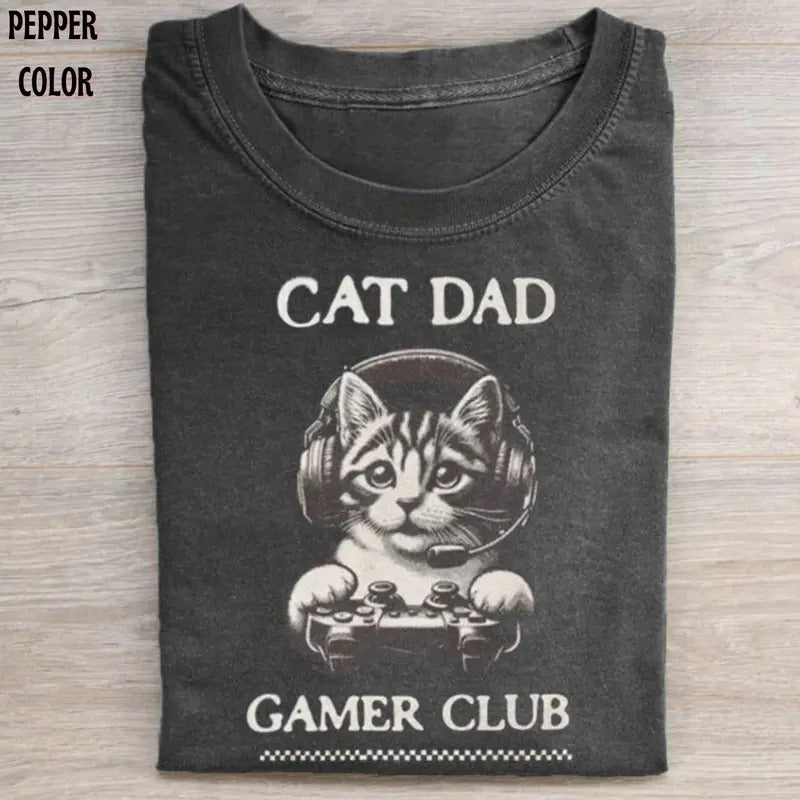 Cat Dad Gamer Club T-Shirt Funny Graphic t-shirt, Cat Lover tee, Fathers day gift for daddy humorous Hoodie, Sweatshirt