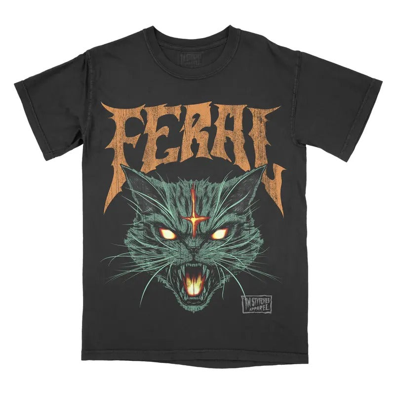 Cat Feral Comfort Colors Unisex T-shirt Gothic Alternative Fashion Hoodie, Sweatshirt | HypeCrazeTee.com