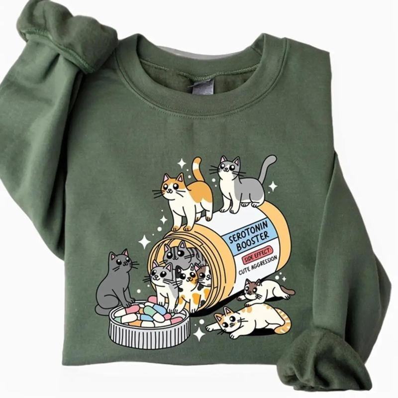 Cat Mom Crewneck Sweatshirt, Funny Cat Shirt, Cat Lover Gift, Therapist Shirt, Cat Owner Gift, Mental Health Matter Shirt...