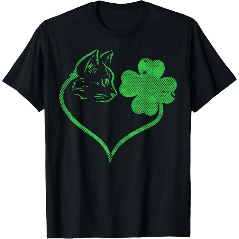 Cat Silhouette Shamrock St Patricks Day Kitten Lover Pet Made USA T-Shirts, Hoodie, Sweatshirt