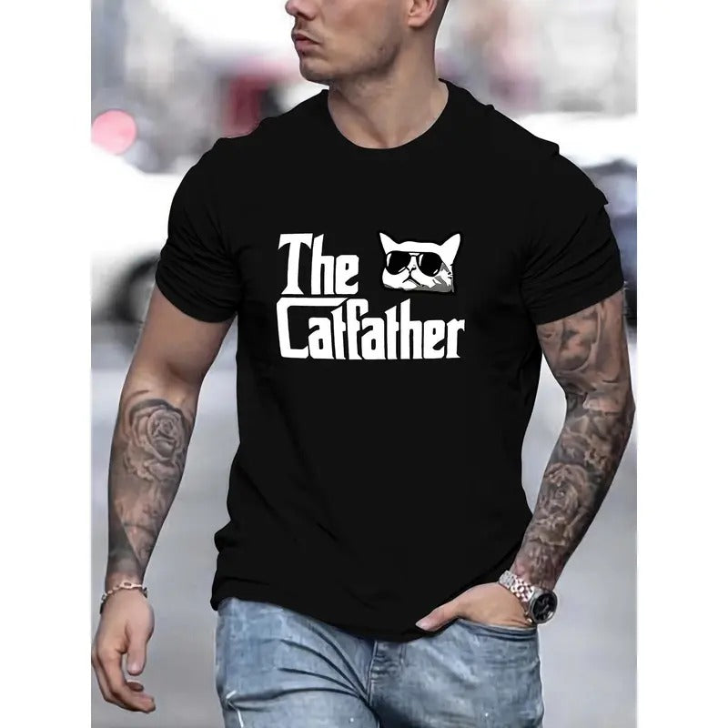 Cat daddy print T-shirt, men's T-shirt, summer casual short-sleeved T-shirt Crew Necks Menswear Hoodie, Sweatshirt