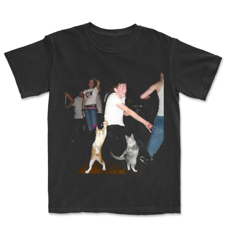 Cat dance and music Funyn T-Shirt, Cat Love Vintage Graphic Tee, Cute Cat Shirt, Women's T-shirts Streetwear Top...