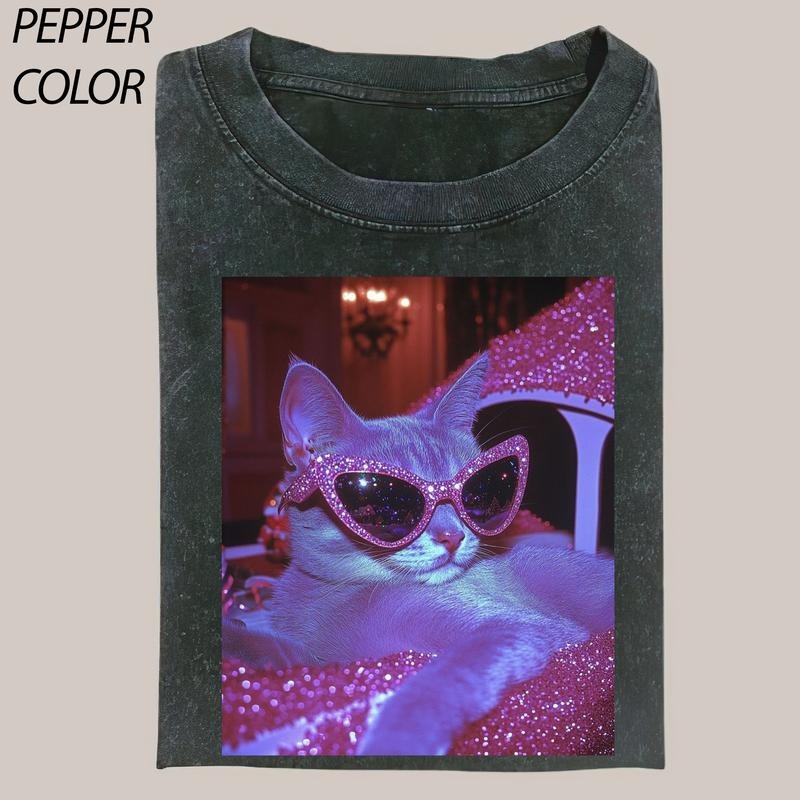 Cat lover club T-Shirt T-Shirt, Cat Cute Vintage Graphic Tee, Funny Cat Shirt, Women's T-shirts Streetwear Top Cotton...