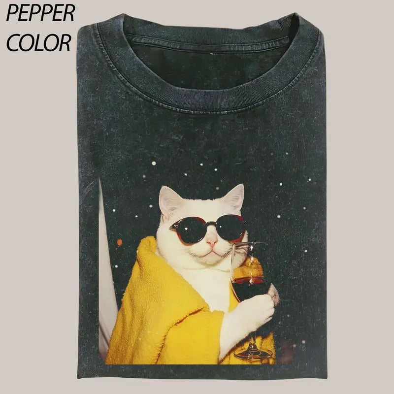 Cat lover club T-Shirt T-Shirt, Cat cat lover sunite Vintage Graphic Tee, Funny Cat Shirt, Women's T-shirts Streetwear...
