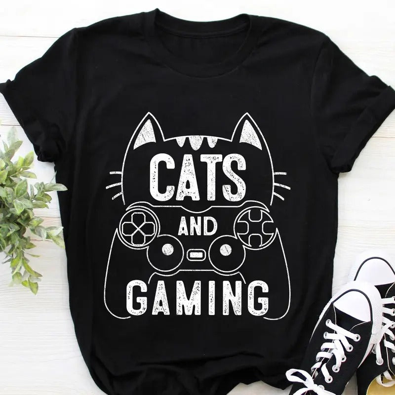 Cats And Gaming Funny Cat Lover Gaming Gift Gamer T-Shirt Hoodie, Sweatshirt | HypeCrazeTee.com