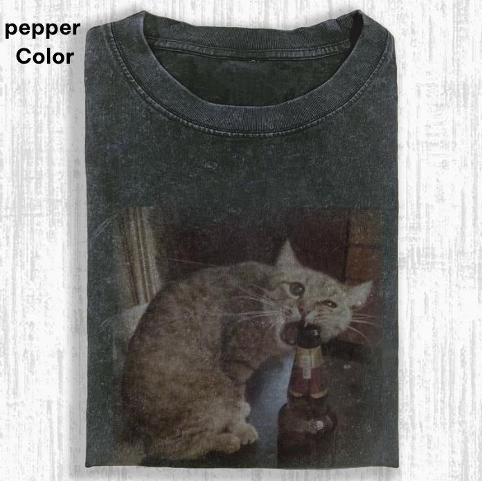 Cats Getting Drunk Shirt, cotton cat T-shirt, WACKY CAT T-SHIRT, FUNNY CUTE CAT, funny shirts for women, Womenswear...