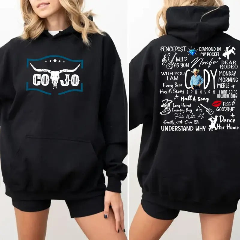 Ccojo 2 Sides Hoodie, Country Music Fans Hoodie, Concert Outfit, Merch For Fans, Unisex Long Sleeve Pullover Shirt Sweatshirt