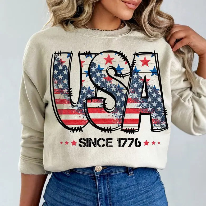 Celebrate Independence Day with USA Since 1776 Sweatshirt - Patriotic Flag Fourth Of July & America - Limited Stock!...