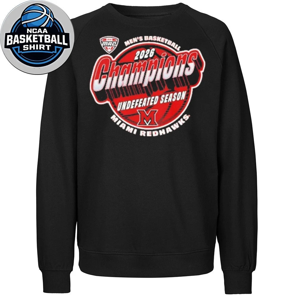 Celebrates Miami RedHawks 2026 Men’s Basketball MAC Undefeated Season Champions Logo Shirt