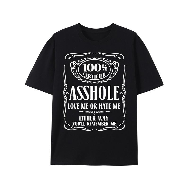 Certified Asshole Text Vintage Washed Graphic Short Sleeve T-Shirt Made in USA Hoodie, Sweatshirt | HypeCrazeTee.com