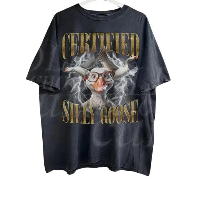 Certified Silly Goose Funny Bootleg Vintage 90s Graphic T-Shirt, Retro 80s Silly Goose Shirt, Funny Retro Joke Rap Style...